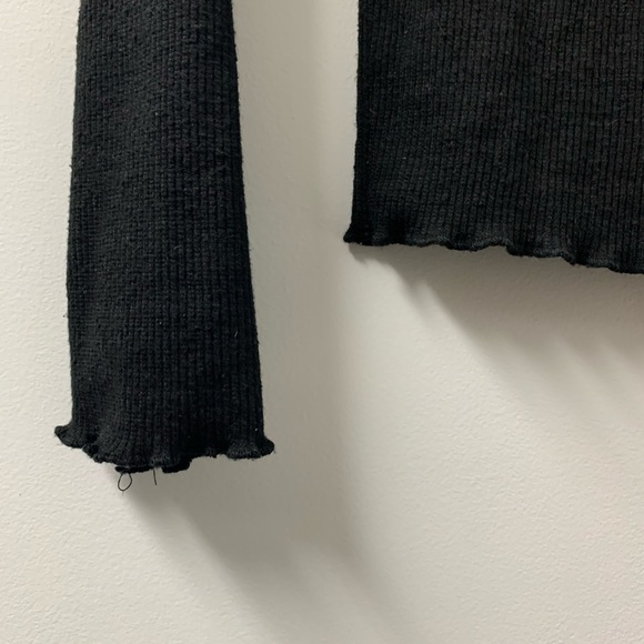 Topshop Black Ribbed Mockneck LS Tee - Picture 4 of 4